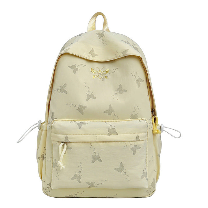 Trendy women's fashion backpack featuring a unique butterfly print, ideal for school or stylish daily adventures.