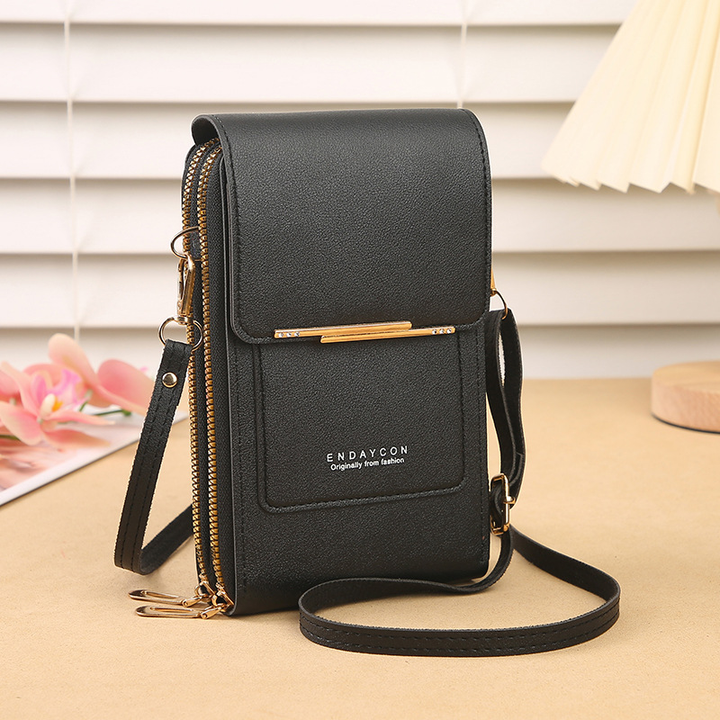 Hands-free women's phone bag & wallet crossbody for shopping or travel. Easy touchscreen phone access.
