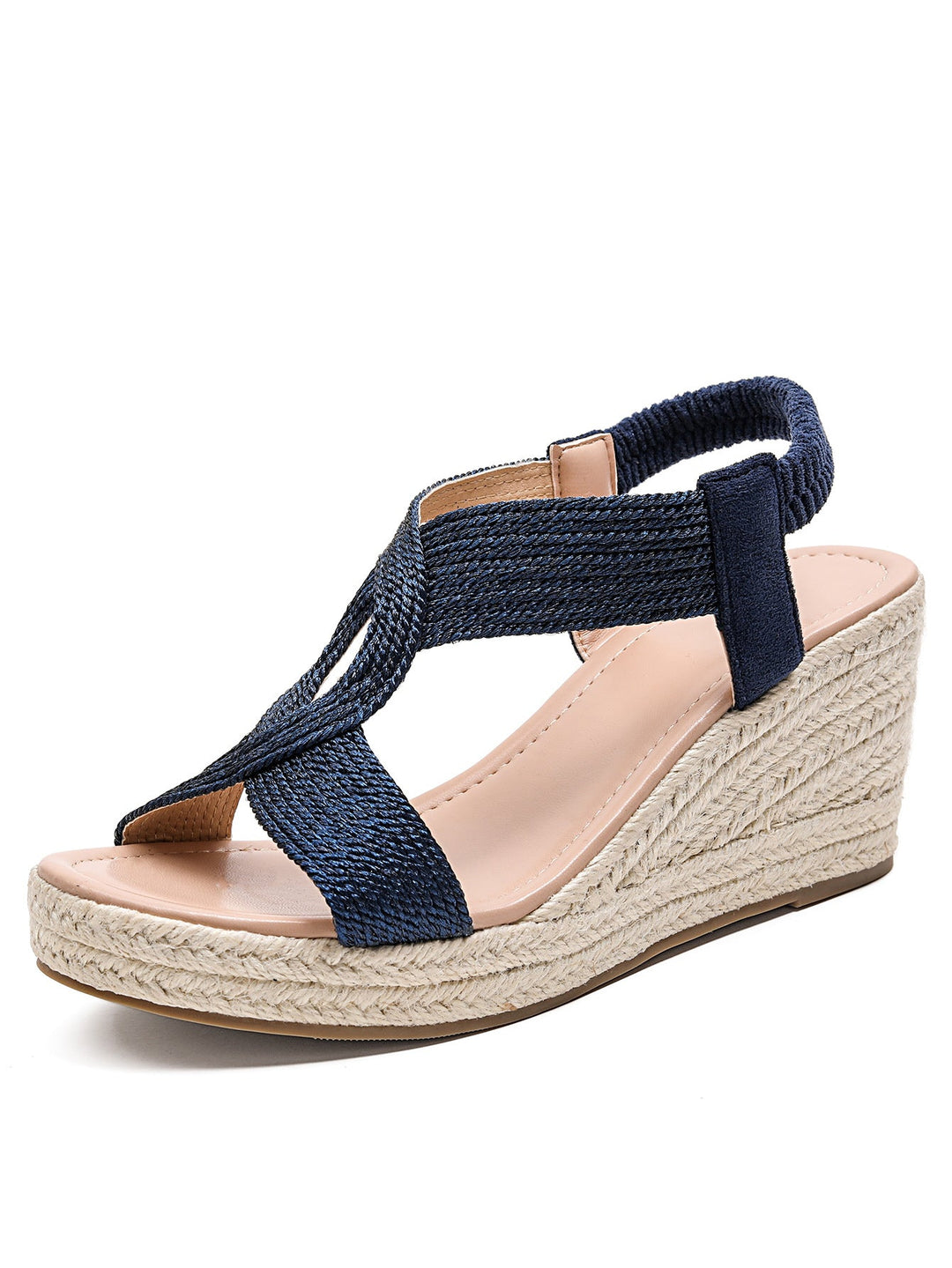 Women's elegant criss-cross platform wedge sandals with open toe design for sophisticated summer style.