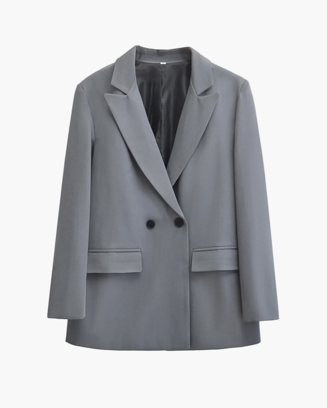 Stylish women's double-breasted two-button blazer, a tailored jacket for professional wear and business attire.