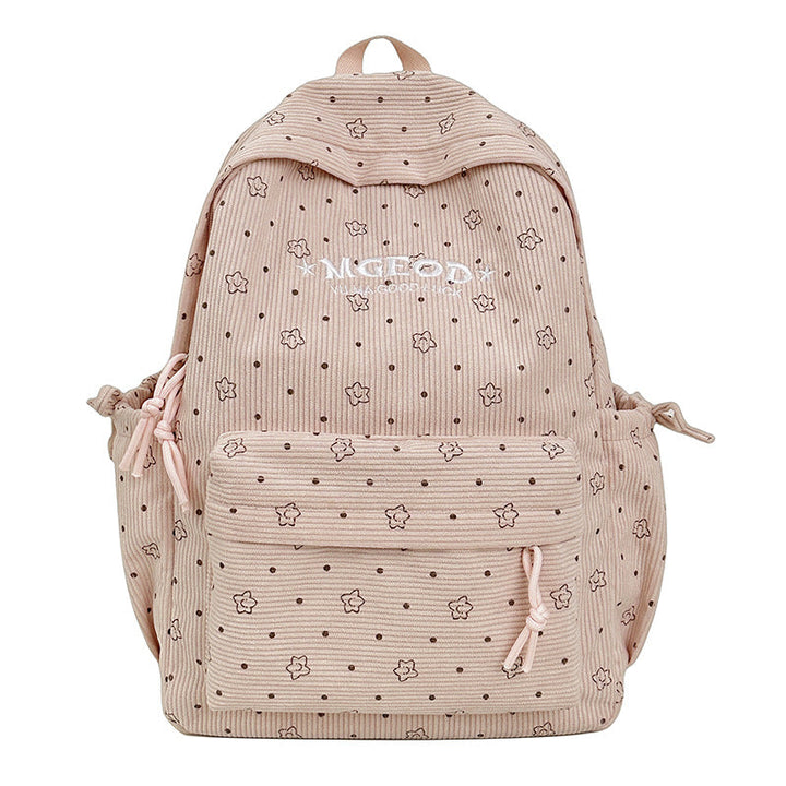 Stylish women's everyday backpack with a charming floral pattern, perfect for daily use, school, or travel.