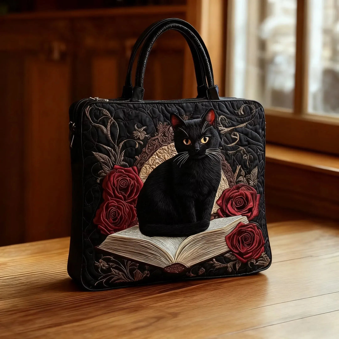 Stylish Women's Handcrafted Quilted Tote Bag with Dark Handles. Versatile cotton blend shoulder bag for everyday use.