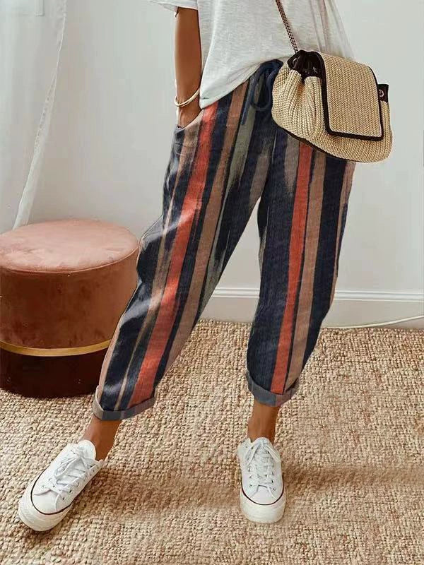 Stylish women's high-waist straight leg breathable casual trousers, perfect for comfortable summer and spring outfits.