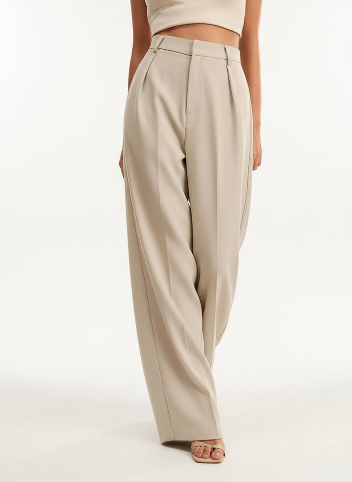 Chic high waist wide leg tailored trousers for women. Elevate your professional and smart casual wardrobe.