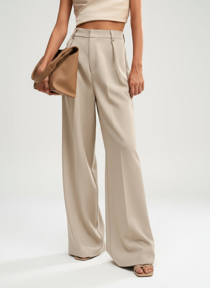 Versatile women's high waist wide leg pants, tailored for an elegant and comfortable professional style.