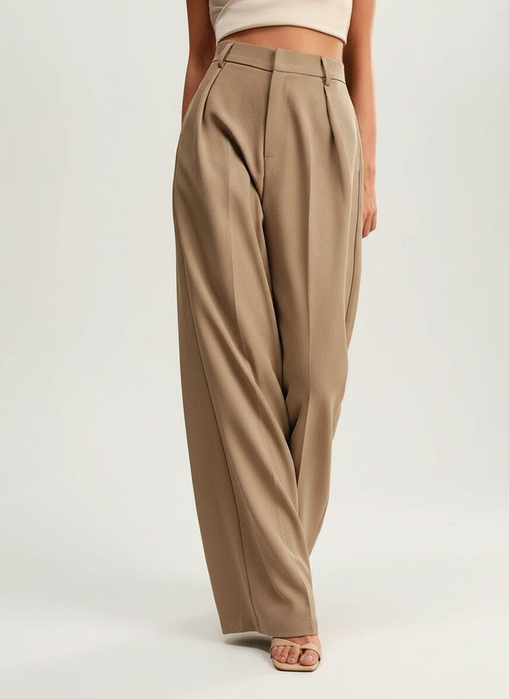 Women's smart high waist wide leg trousers, tailored for a sharp, professional, and sophisticated look.
