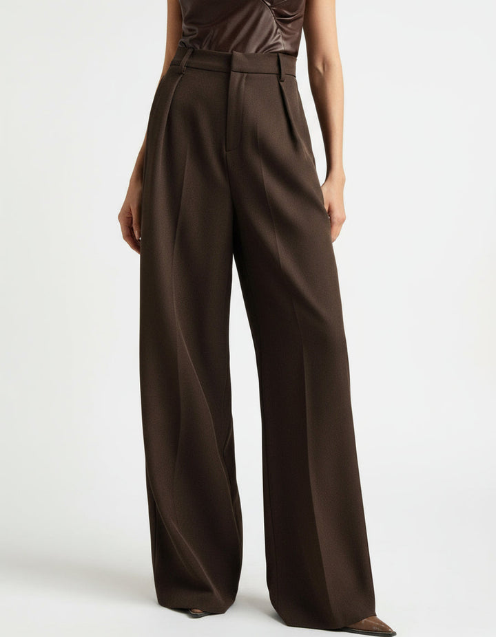 Women's high waist tailored wide leg trousers. A stylish and professional choice for any work or event.