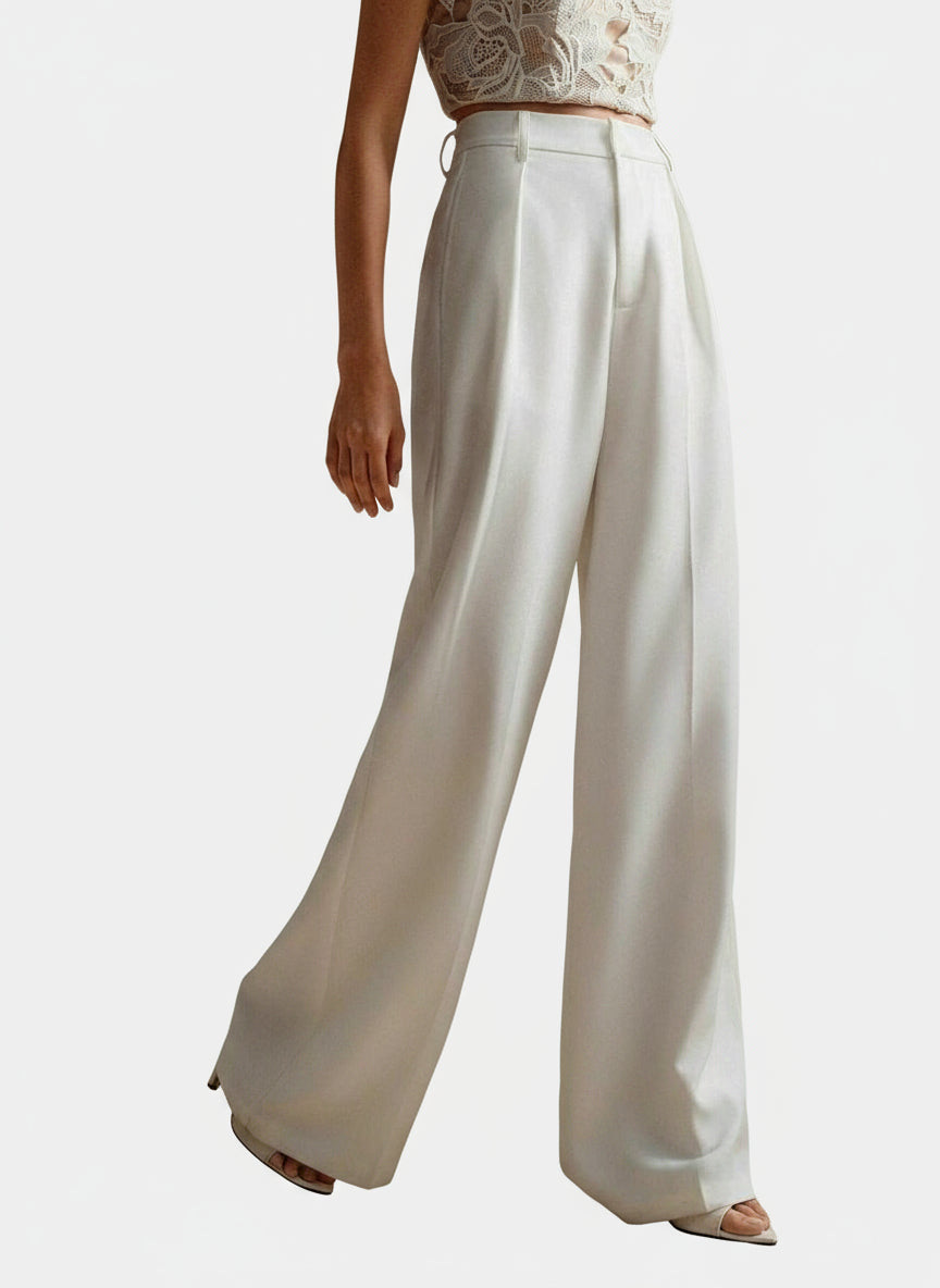 Effortlessly stylish women's high waist tailored wide leg trousers, perfect for a chic professional look.
