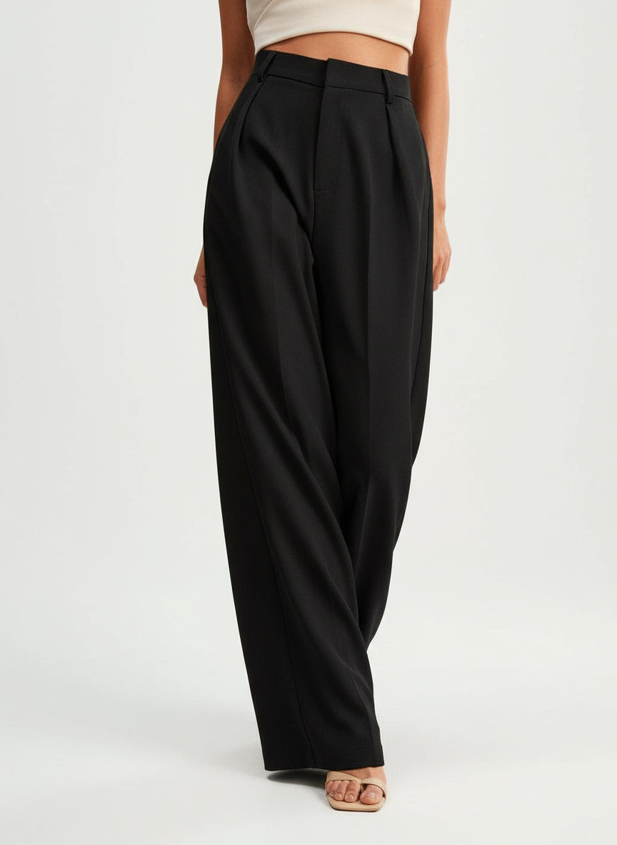 Refined women's high waist wide leg tailored trousers for a polished, professional, and elegant aesthetic.