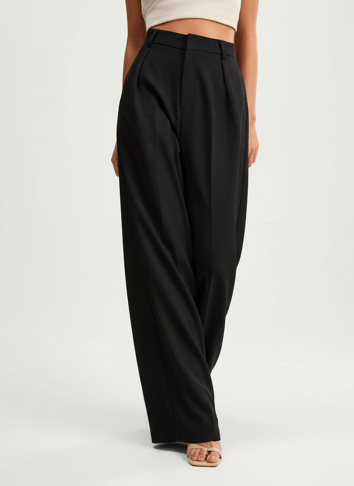 Refined women's high waist wide leg tailored trousers for a polished, professional, and elegant aesthetic.