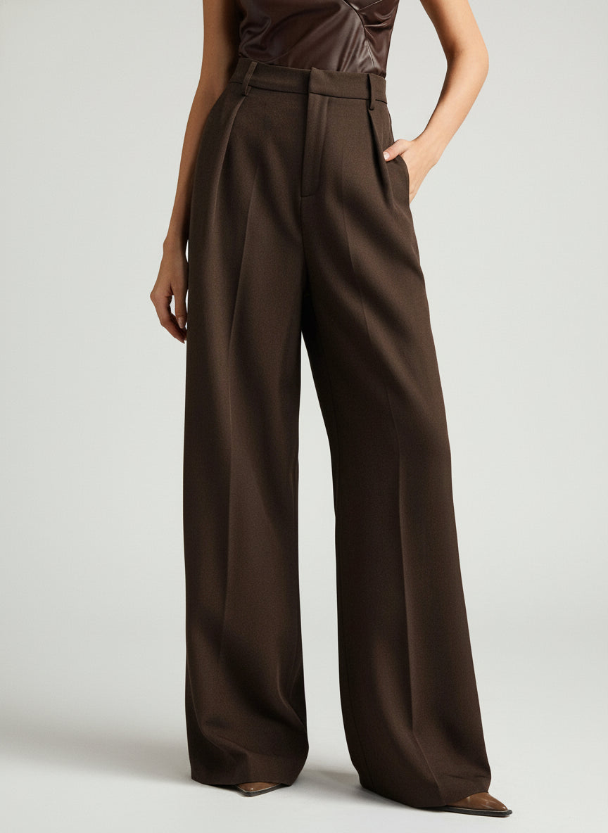 Women's professional wide leg pants. Tailored high waist design, perfect for office and formal events.