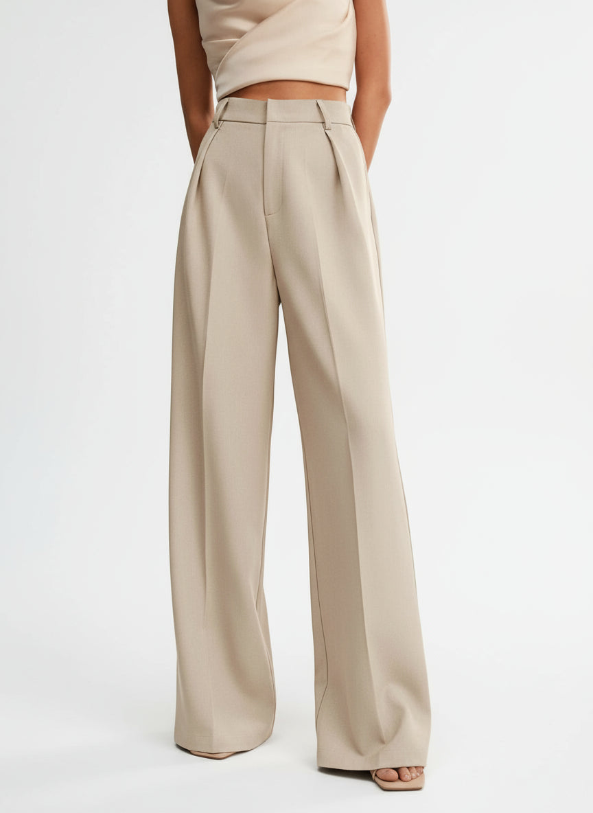 Sophisticated women's high waist tailored pants. Wide leg design for a professional & elegant office look.