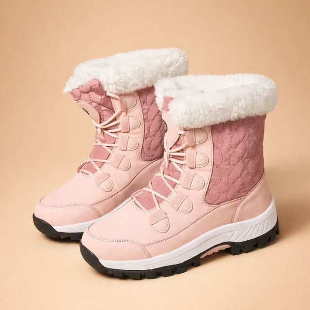 Women's warm snow boots with insulated lining & anti-slip sole, ideal for stylish cold weather and outdoor adventures.