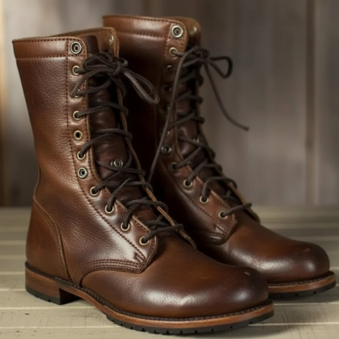 Stylish women's lace-up mid-calf boots, perfect for fall fashion and everyday comfortable wear.