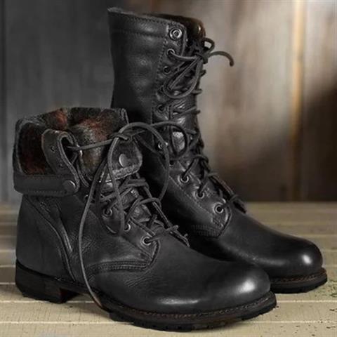 Comfortable women's mid-calf lace-up boots, ideal for stylish everyday footwear during fall & winter.