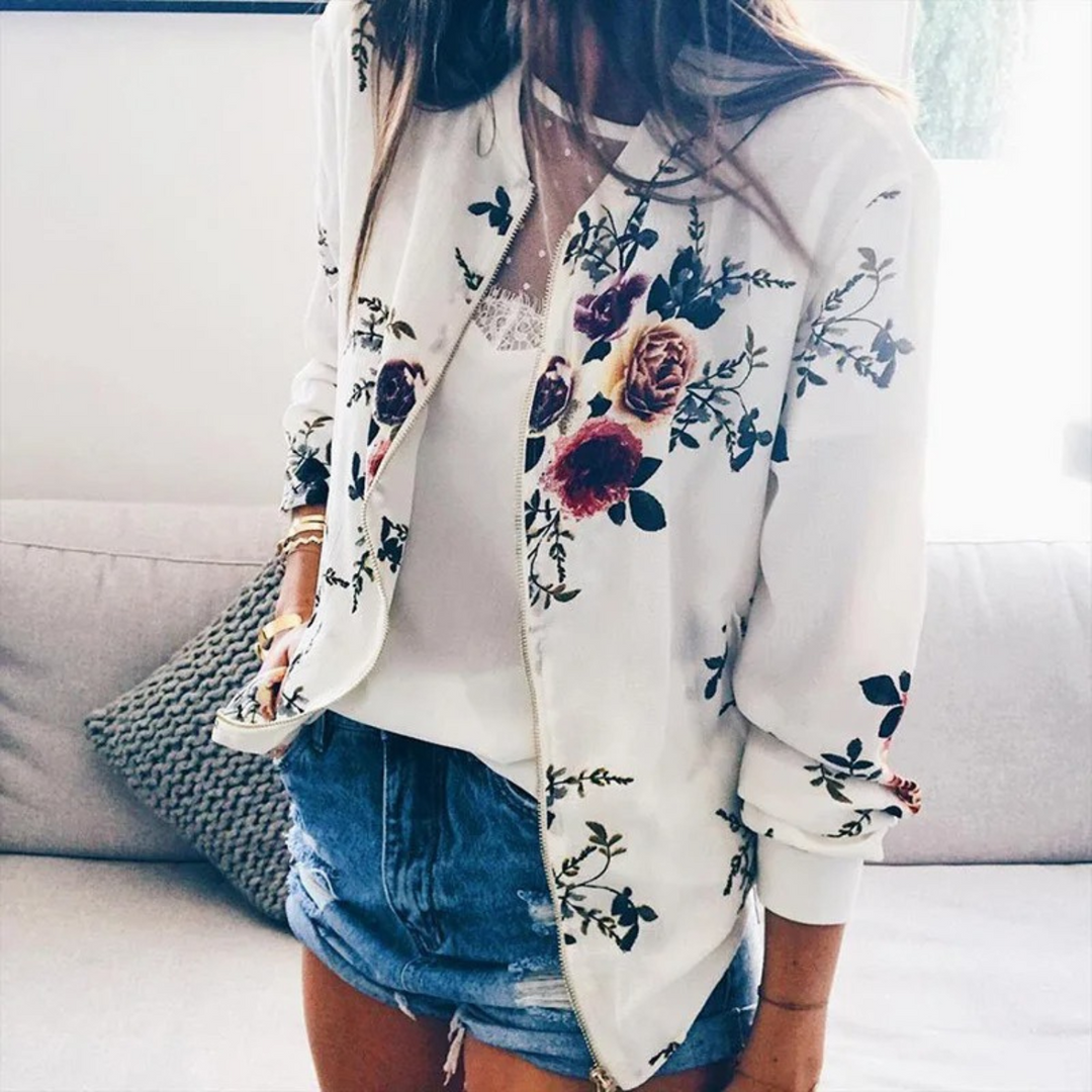 Stylish women's lightweight spring jacket, perfect for versatile layering and everyday casual elegance.