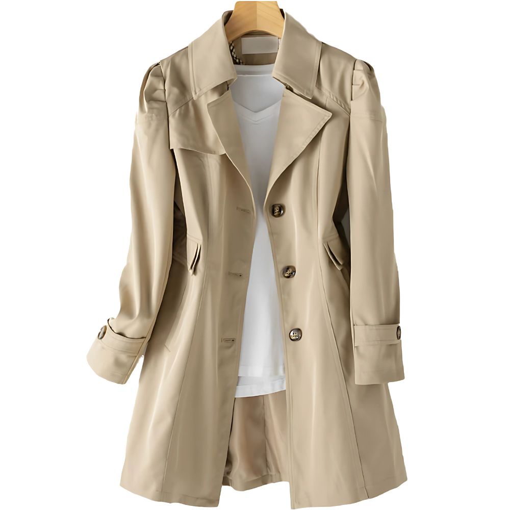 Classic Luciba women's mid-season trench coat. Weatherproof & lightweight. Essential spring/autumn outerwear. Elegant.