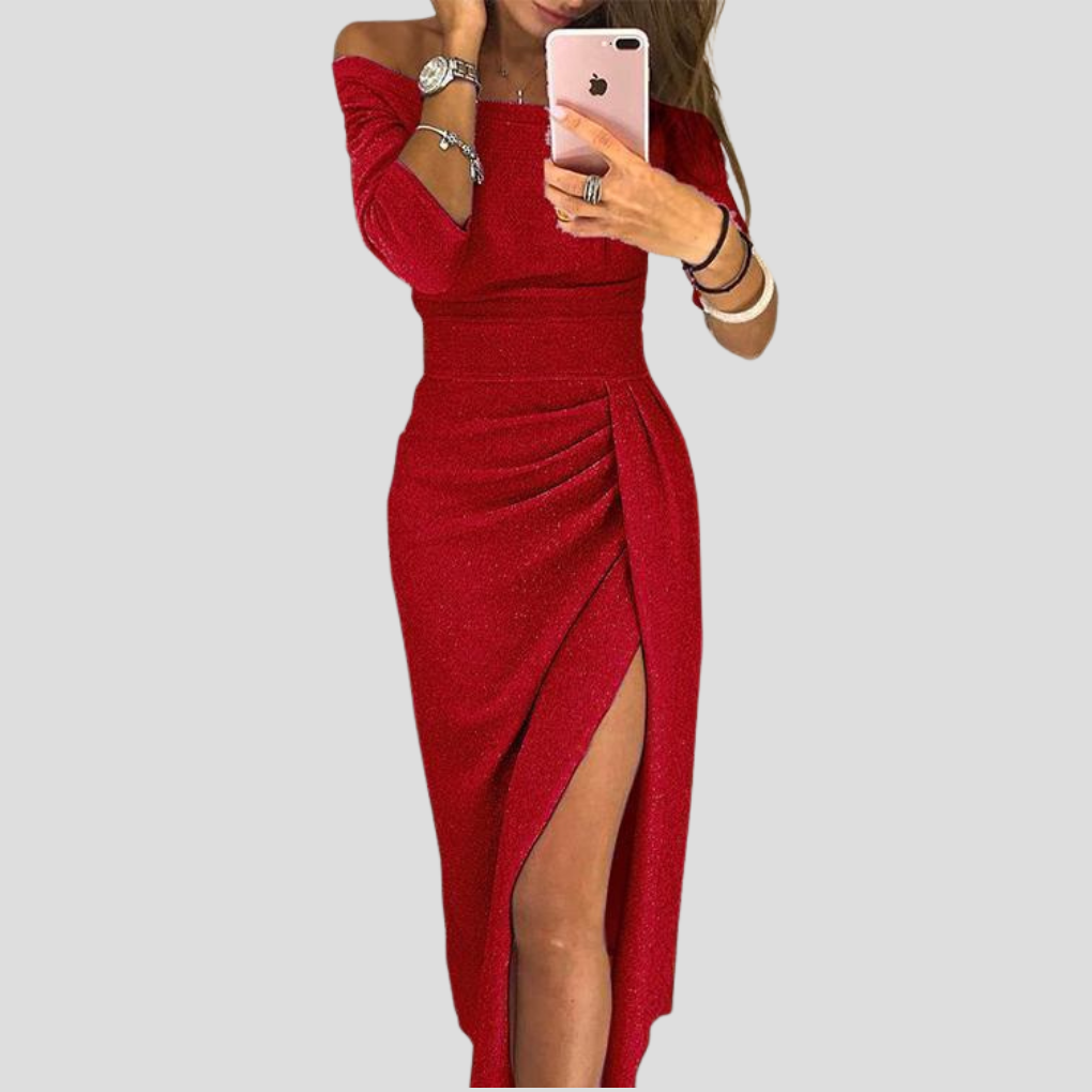 Versatile women's midi dress with a stylish flared skirt and practical pockets. Ideal for day-to-evening fashion.