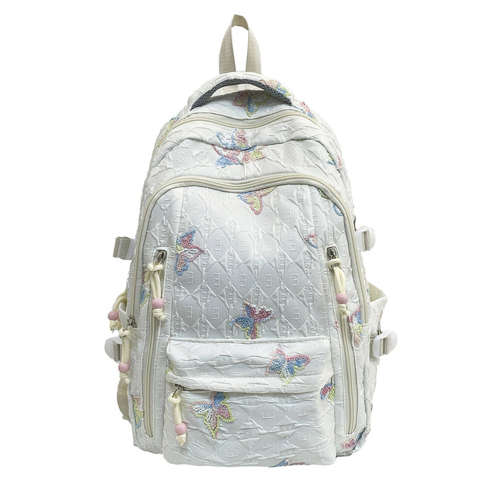 Elegant butterfly design women's backpack with multi-compartment storage, ideal stylish accessory for school & travel.