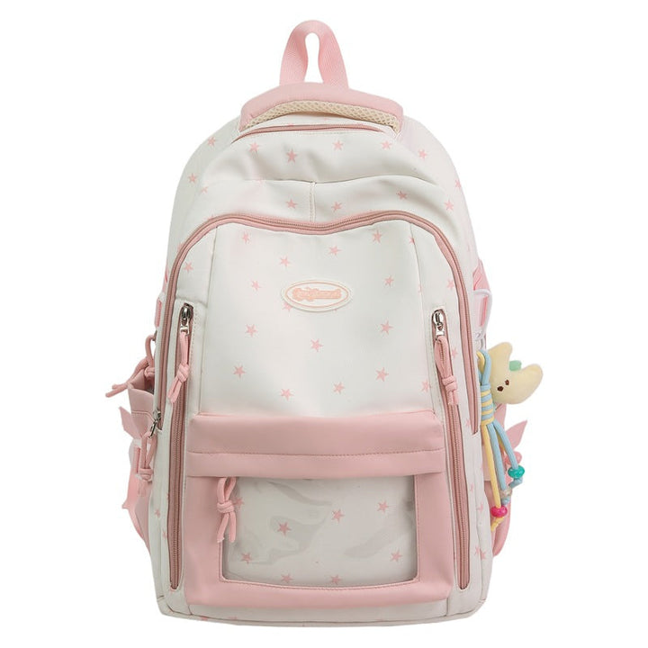 Stylish women's multi-pocket tote bag in pink, ideal for organized everyday carry. Fashion shoulder bag.