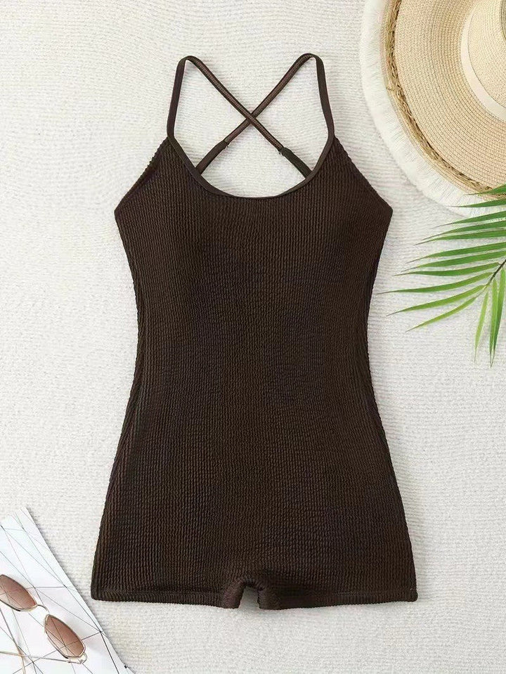 Active women's one-piece swimsuit, providing comfort and style for beach, pool, and summer activities.