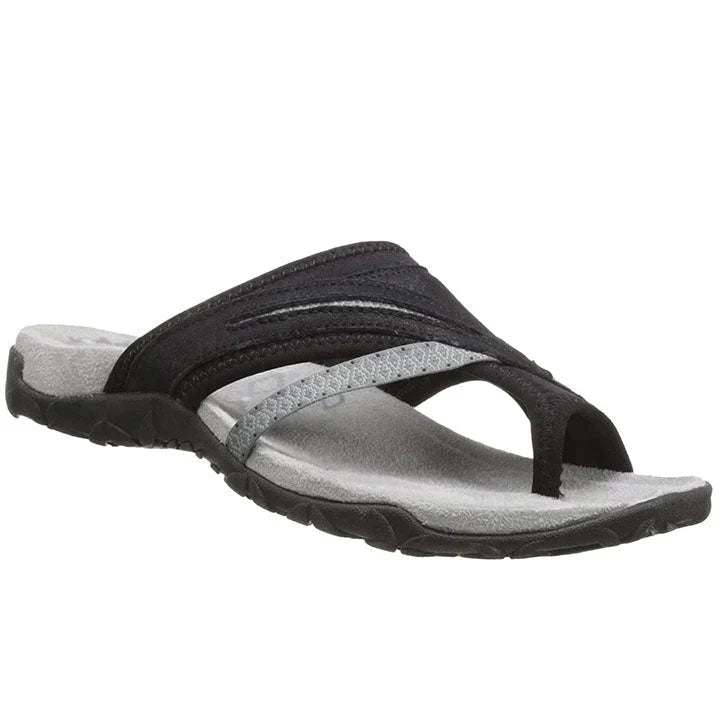 Open toe women's orthopedic sandals with elegant cross straps, ideal for stylish summer comfort.