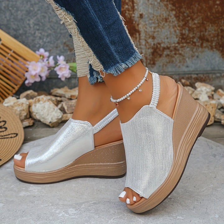 Elegant women's wedge sandals with orthopedic support, slip-resistant sole, and comfortable arch support.