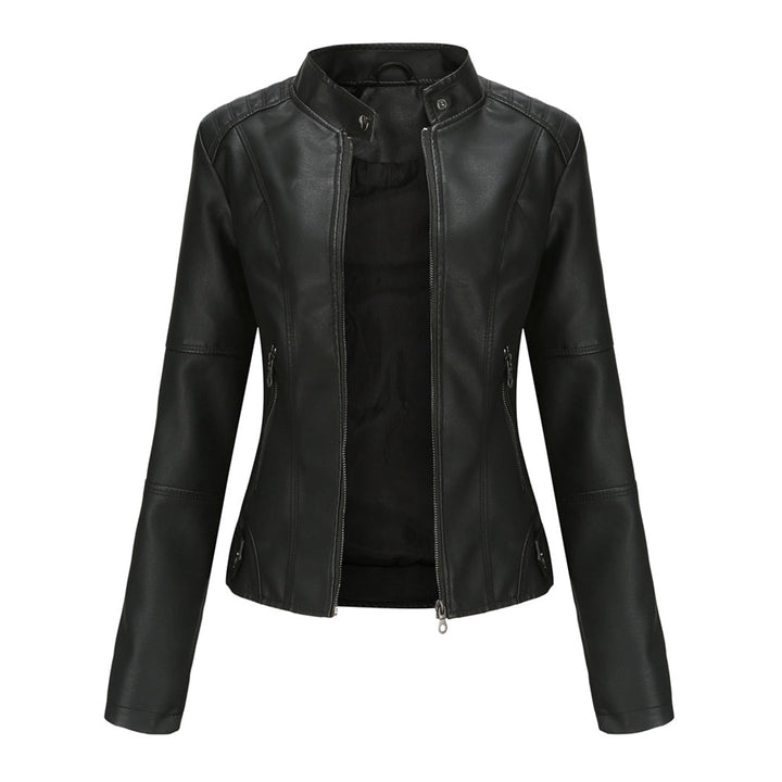 Stylish women's stand collar zipper jacket, perfect for versatile everyday casual wear.