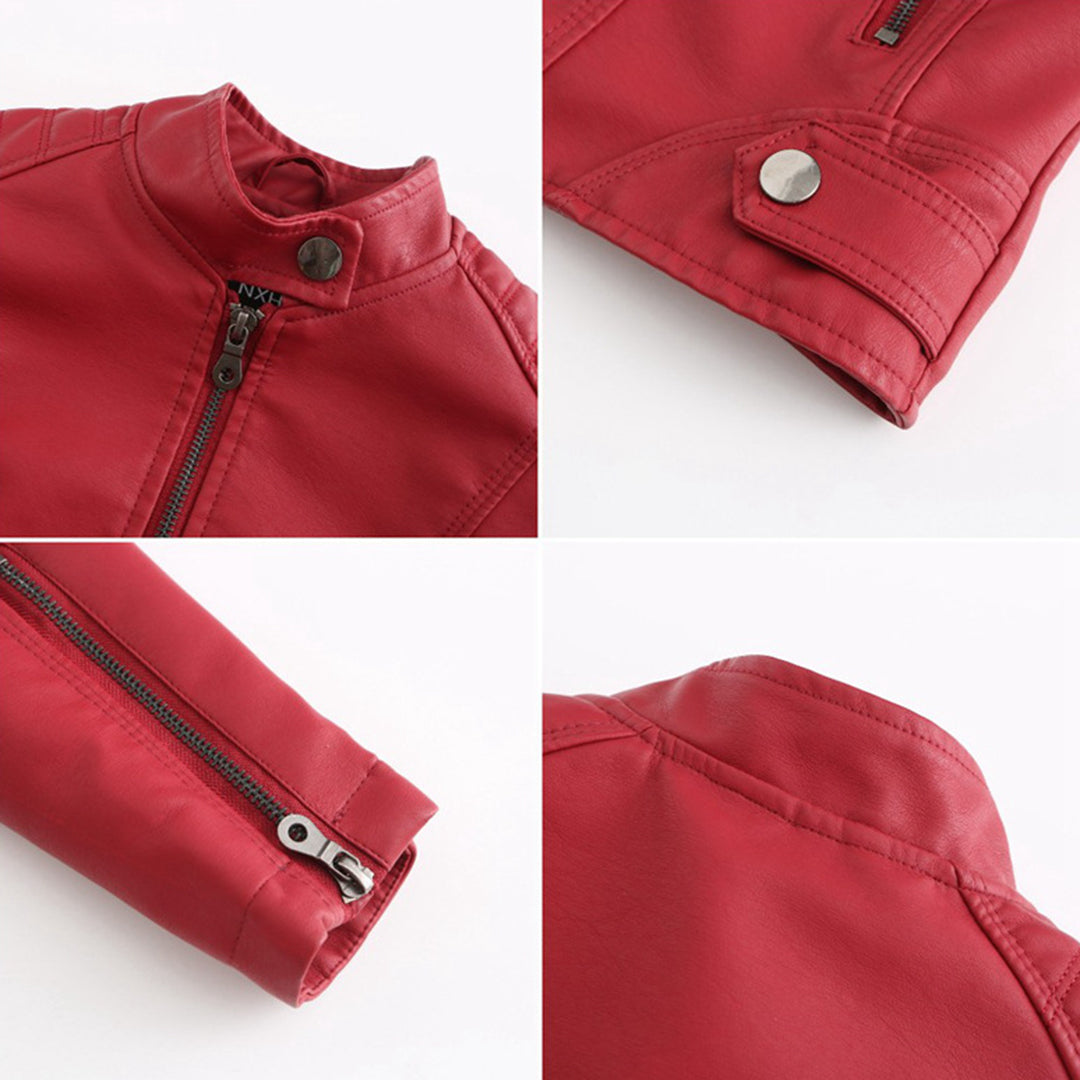 Chic women's stand collar zipper jacket, offering comfortable and stylish everyday outerwear.