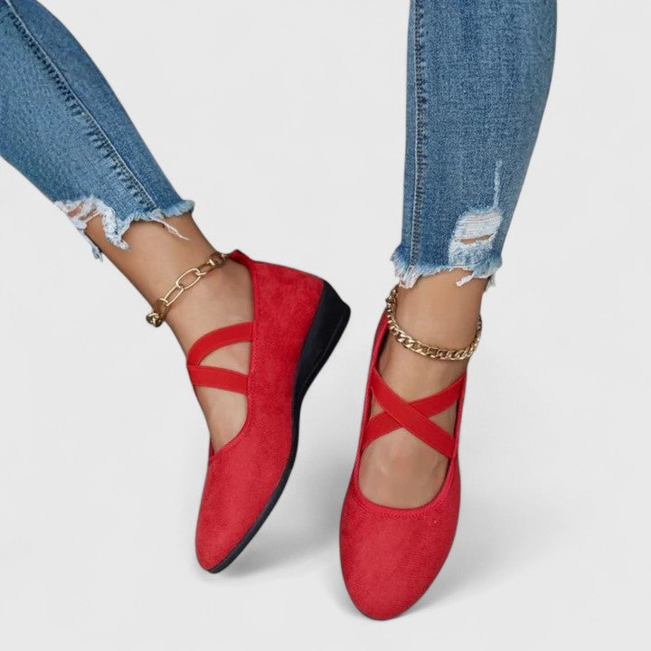 Women's health-focused supportive slip-on shoes, designed for orthopaedic comfort & easy wear.