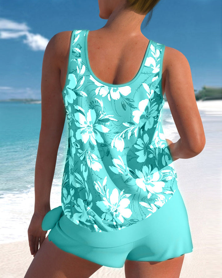 Essential women's summer tankini swimsuit, a flattering two-piece for beach & poolside fun.