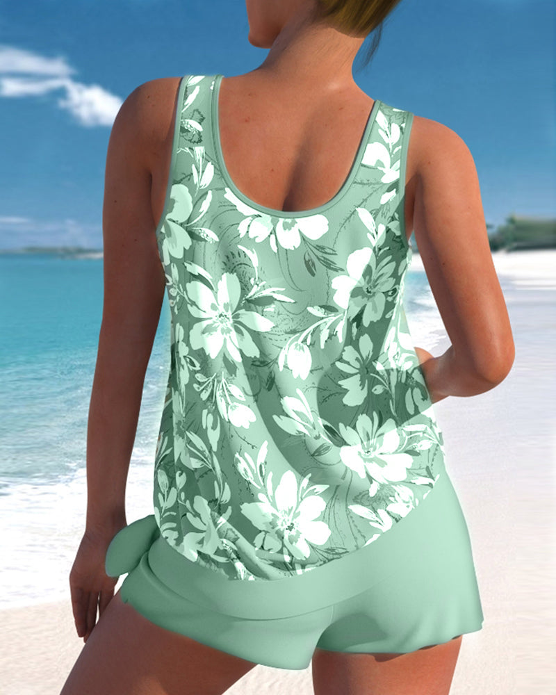 Stylish, comfortable women's two-piece tankini swimsuit, perfect modest summer beachwear.