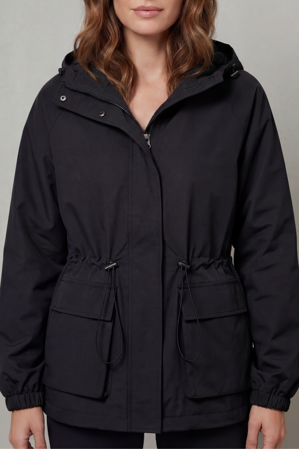 Lightweight brown women's waterproof jacket, perfect for spring/autumn casual outerwear and daily style.