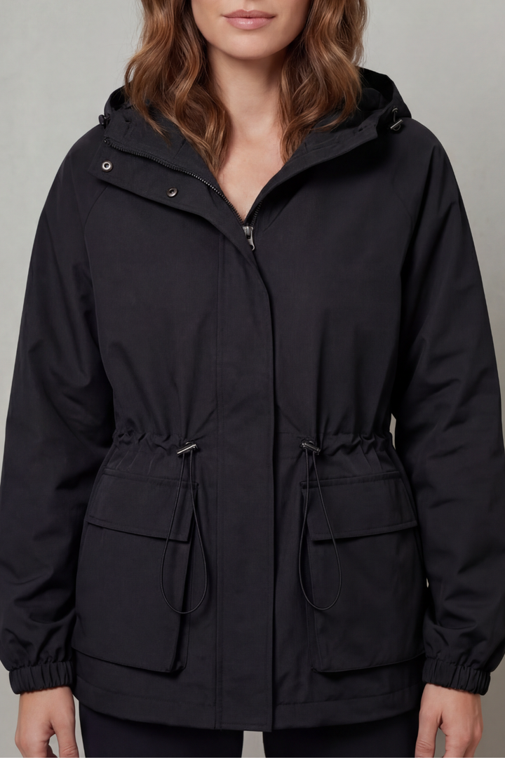 Lightweight brown women's waterproof jacket, perfect for spring/autumn casual outerwear and daily style.