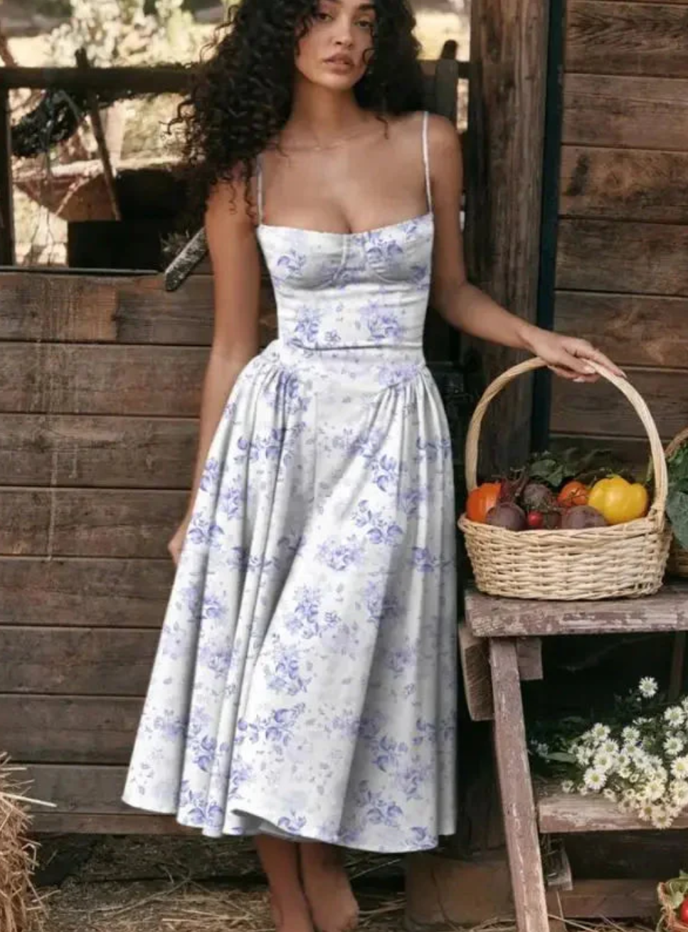 Essential women's summer V-neck midi dress. Casual, flowy, and sleeveless, great for beach, vacation & daily wear.