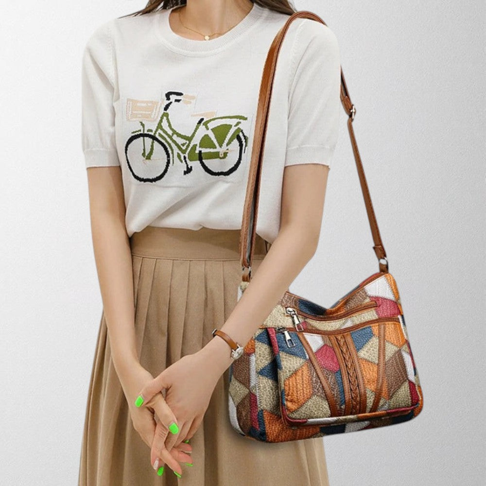 Elegant vegetable leather women's handbag. Versatile shoulder & crossbody design for daily use.