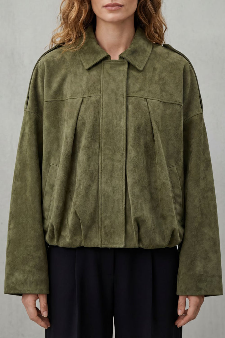 Stylish women's volume bomber jacket in a chic, structured design. Perfect everyday fashion outerwear.