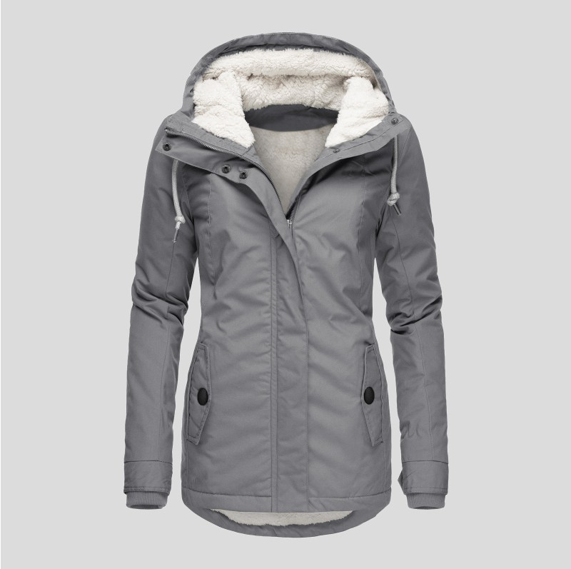Women's casual hooded winter jacket, offering warm and stylish protection against cold weather for women.