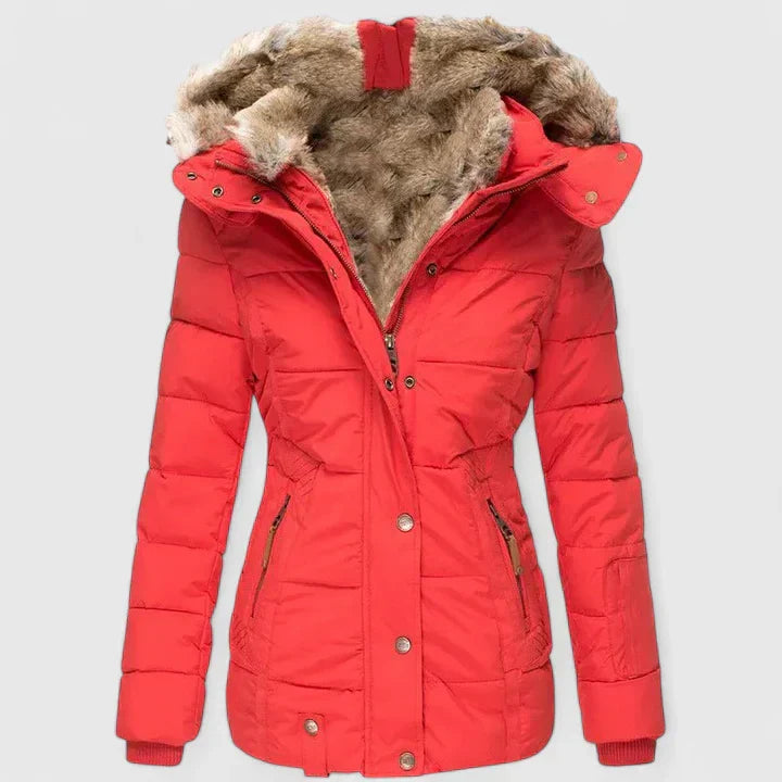 Warm women's winter jacket, a long and stylish coat for ultimate comfort in cold weather.