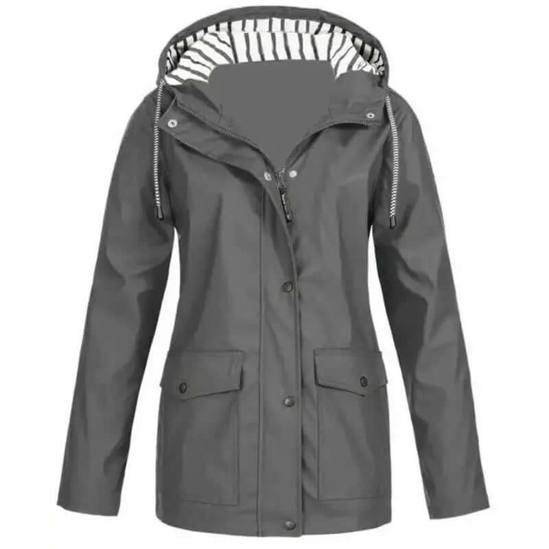 Durable women's waterproof jacket, sleek design for wind & rain protection.