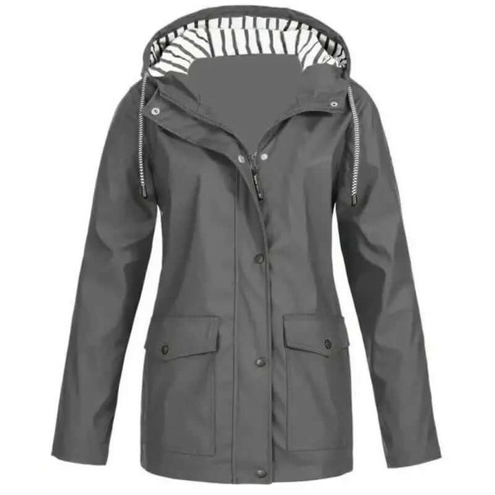 Durable women's waterproof jacket, sleek design for wind & rain protection.