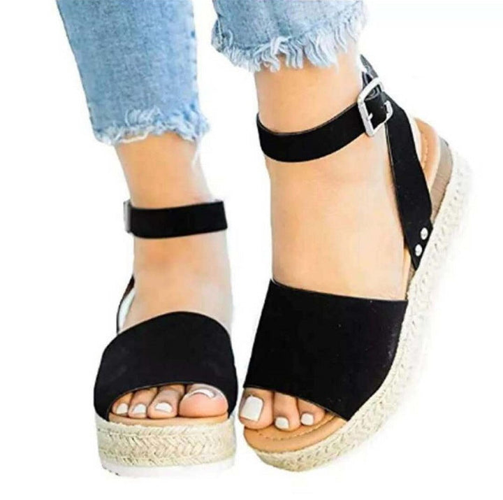 Versatile women's wedge sandals, great for dressy or casual summer outfits, with a comfortable platform.