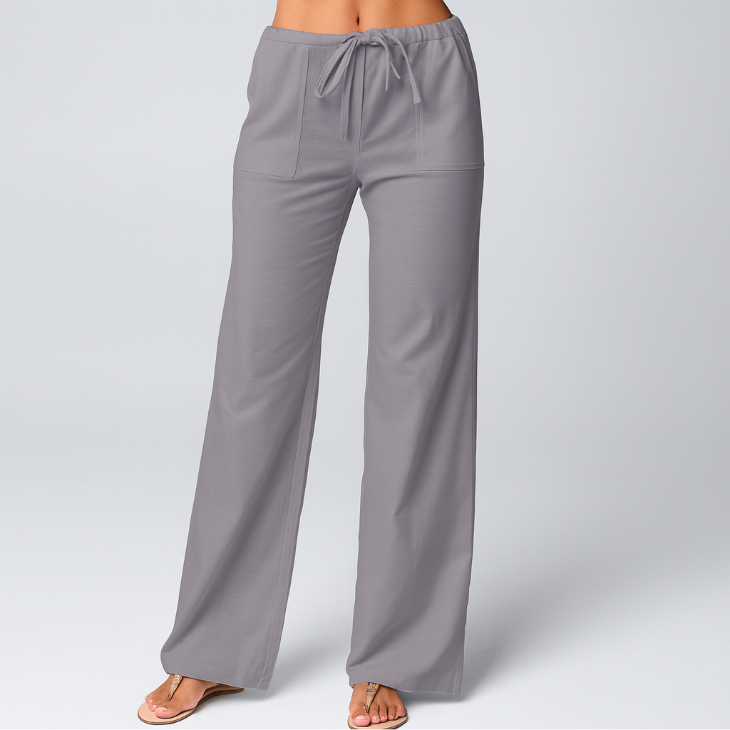 Stylish women's wide leg pants, relaxed fit, perfect for comfortable summer wear & travel.