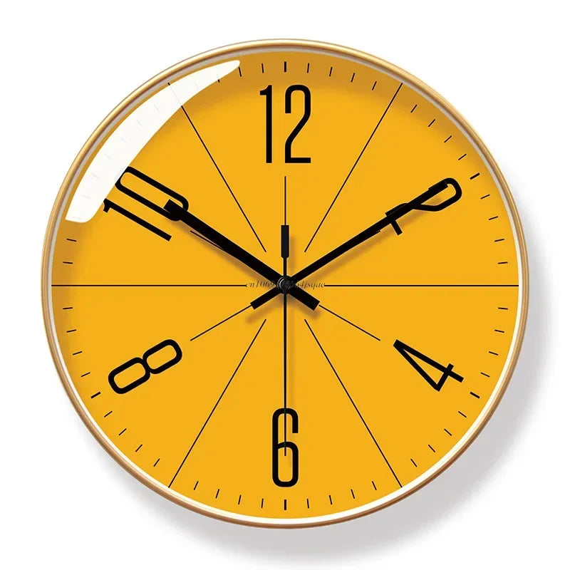 Stylish wooden wall clock with silent mechanism, perfect for modern home or office decor.