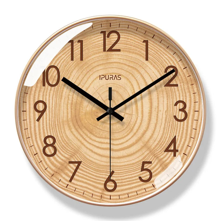 Modern wooden wall clock, silent timekeeper, perfect for living room, bedroom, or office decor.