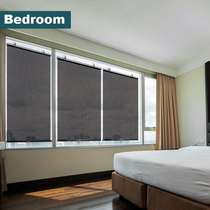 Easy install roller blind for sun blocking. Provides heat reduction, glare control, & privacy for any room.