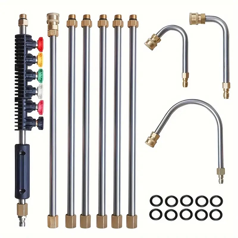 Telescoping high pressure washer wand for outdoor cleaning, 4000 PSI power washing.