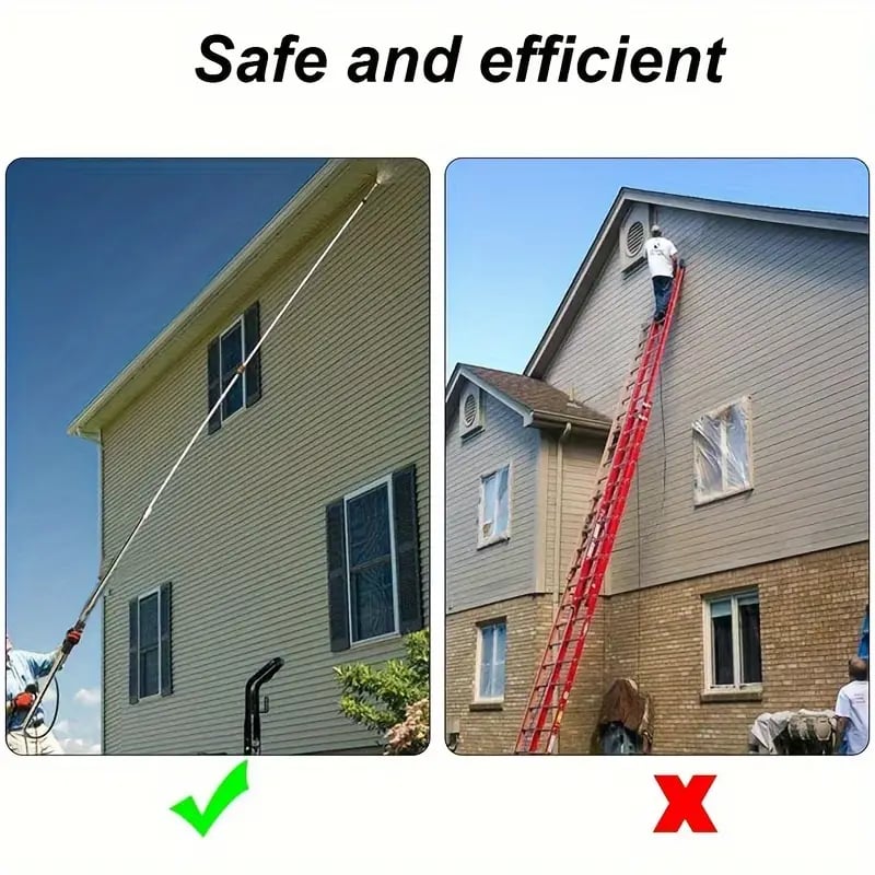 Ergonomic telescoping high pressure wand for comfortable and effective outdoor cleaning.