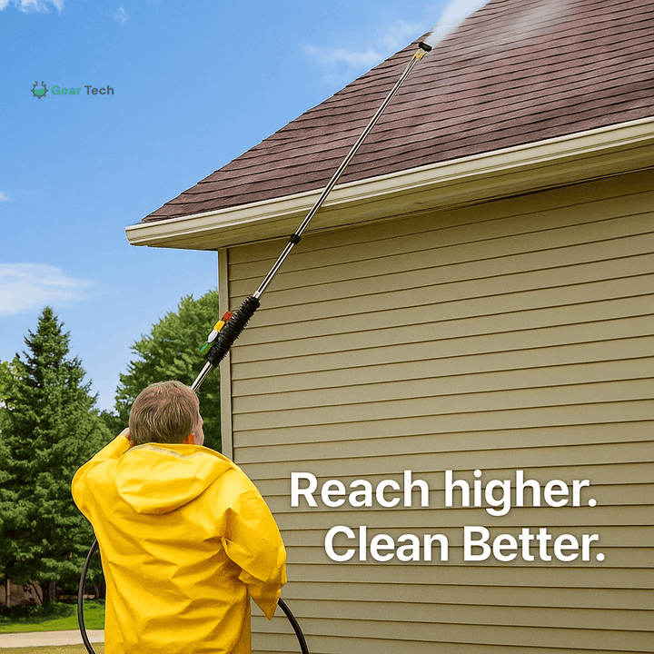 Complete telescoping high pressure washer wand set for versatile outdoor cleaning tasks.