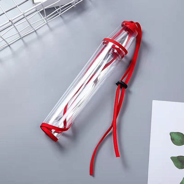 Durable translucent umbrella storage cover, lets you see your umbrella while protecting from rain and wet drips.